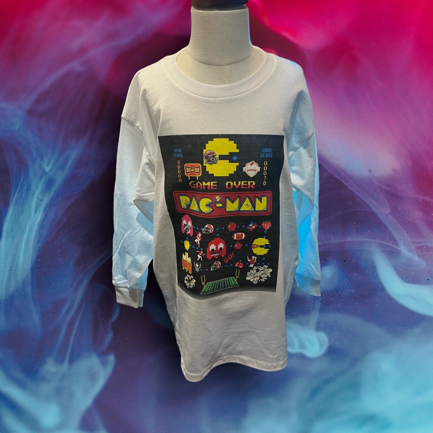 Youth Printed Gildan Long Sleeve T-shirt (KC Pacman)