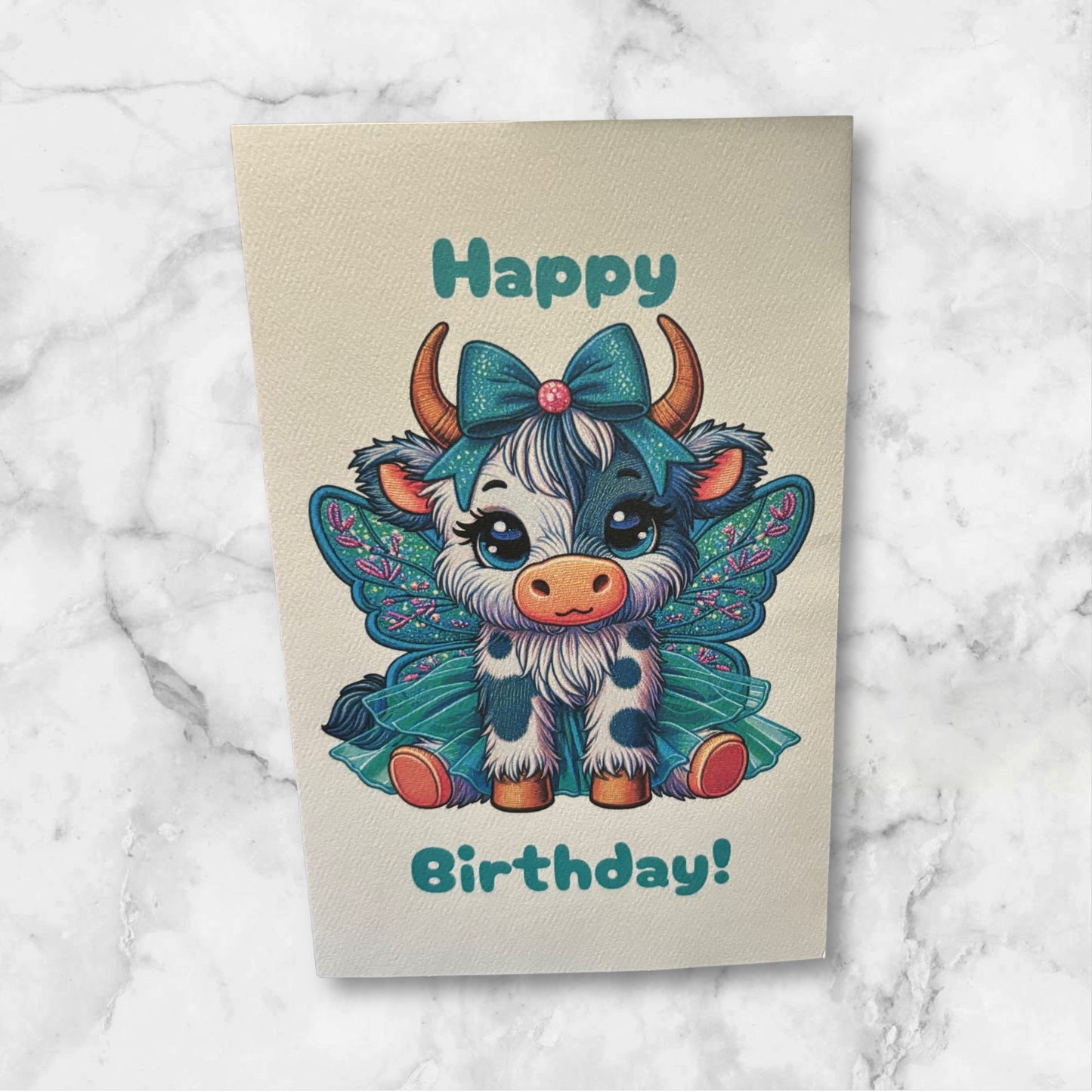 Printed Birthday Card (Cow)