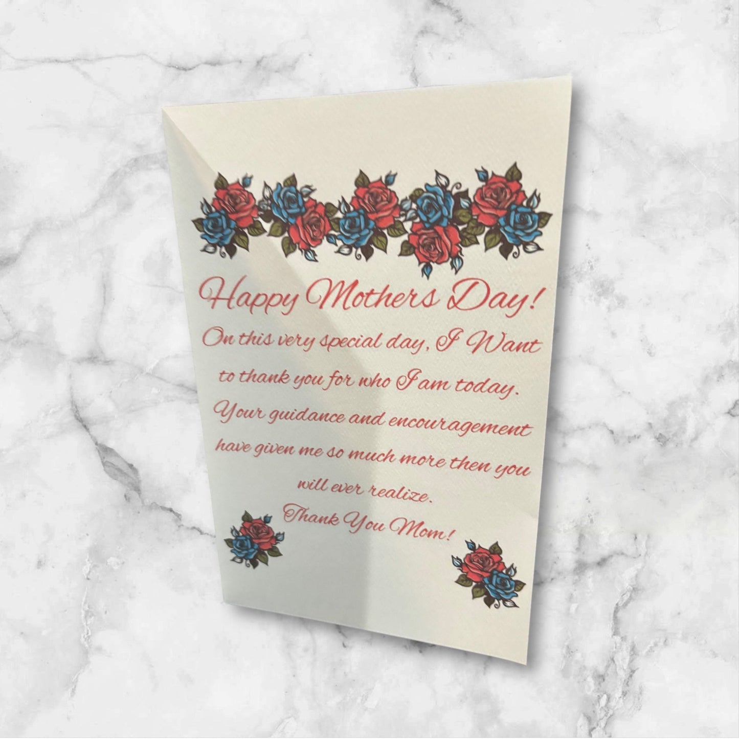 Printed Mother's Day card (Roses)