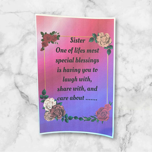 Printed Sister card (Roses)