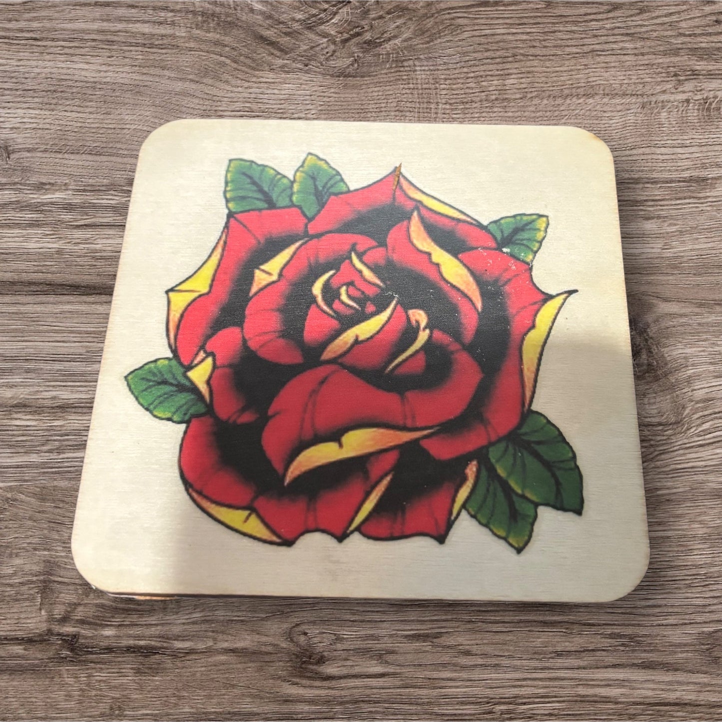 Printed Wood Coaster (Rose)