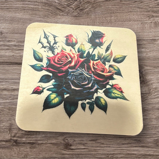 Printed Wood Coaster (Rose)