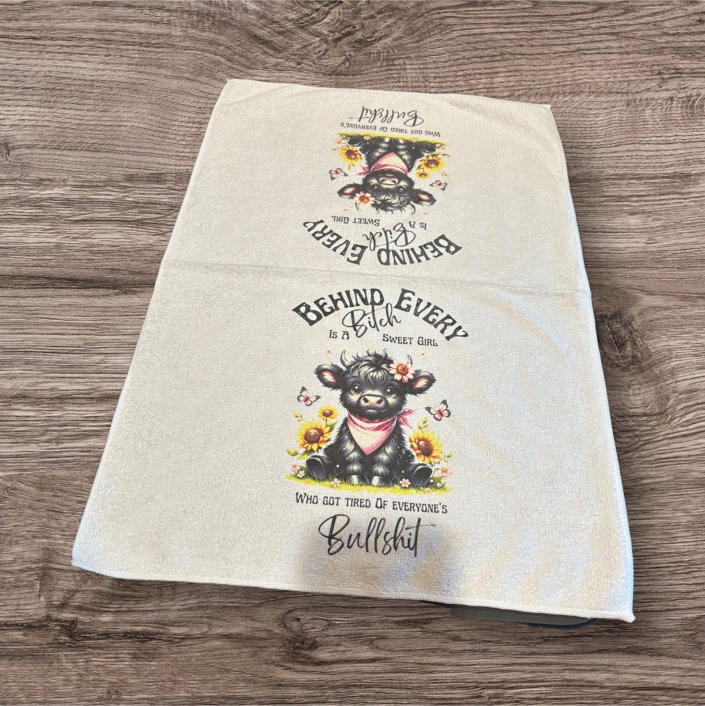 Printed Kitchen Towel ( Tired Cow)