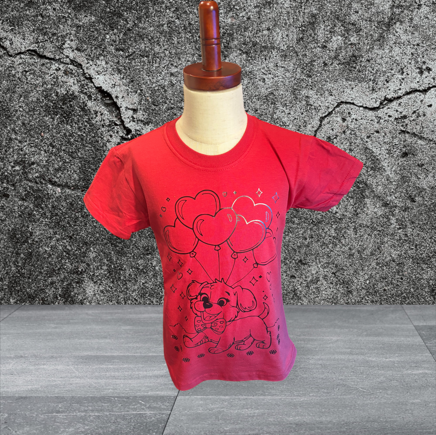 Fruit of the Loom Printed Toddler T-shirt (Dog & Hearts)