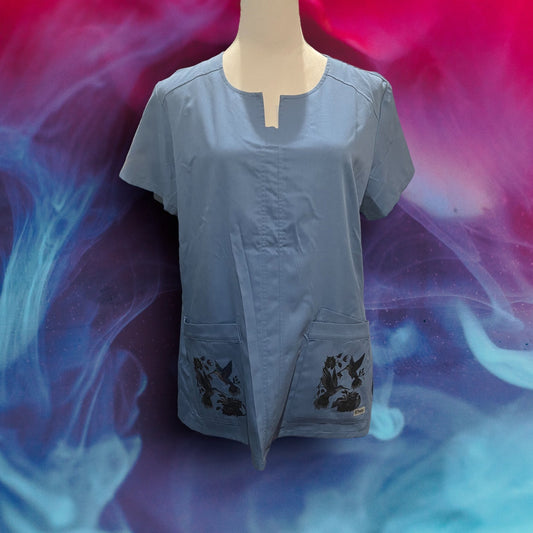 Printed Grey's Anatomy Scrub Top (Hummingbirds)